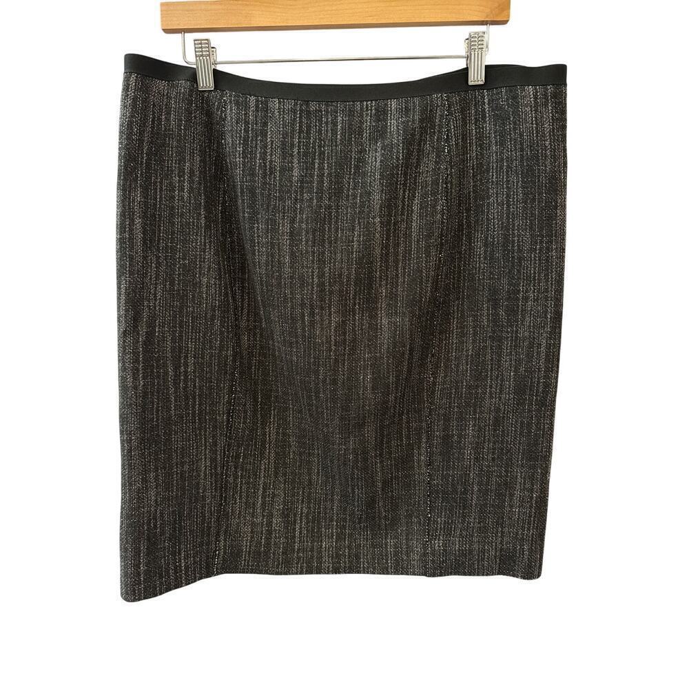 Women’s Elie Tahari Black Metallic Tweed Formal Skirt Sz 14